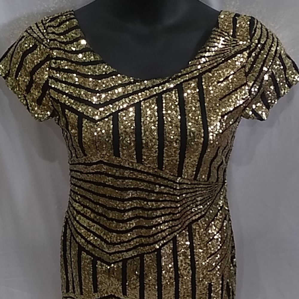 Black and Gold Sequin Dress